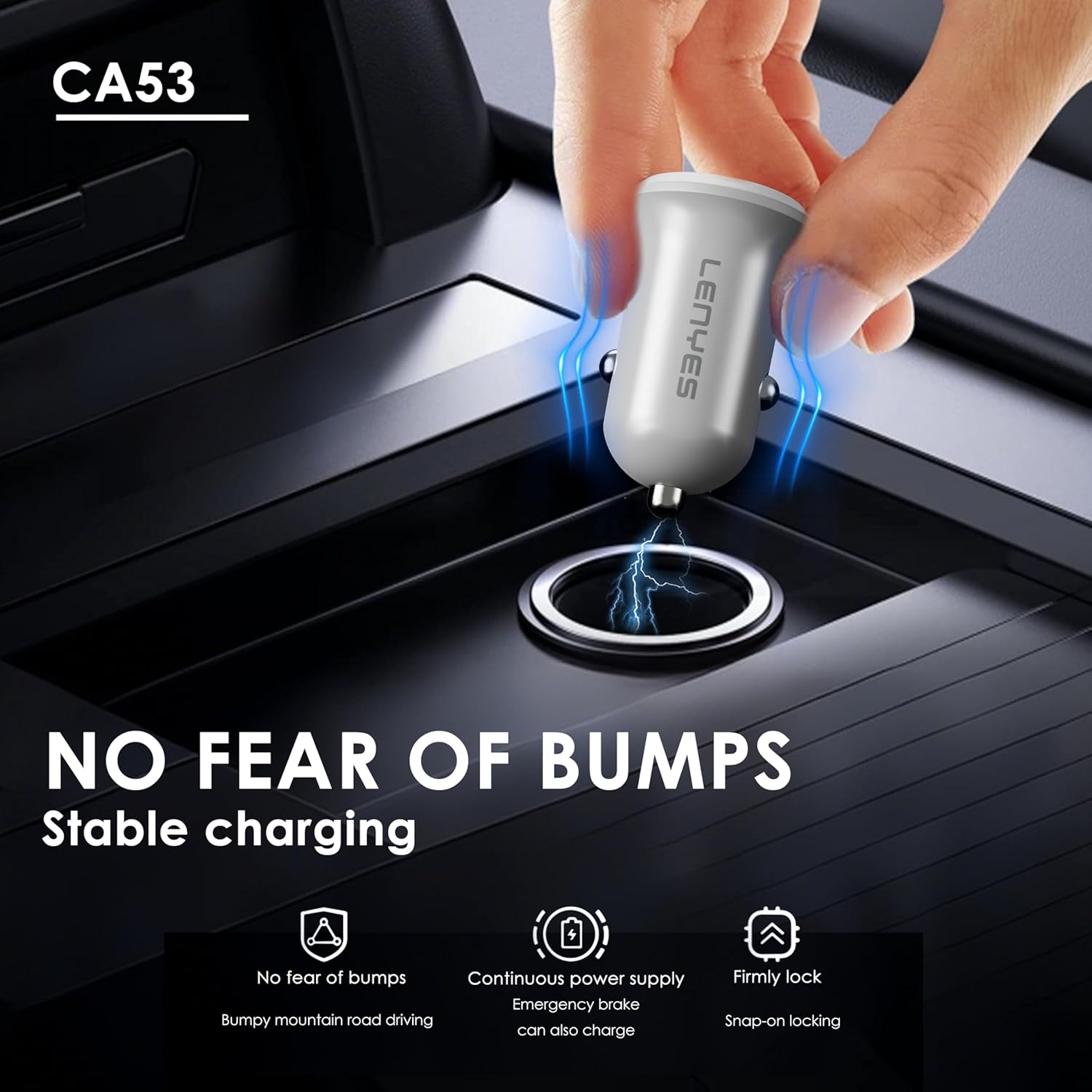 Lenyes 48W PD QC3.0 Dual-Port Mini Car Charger CA53