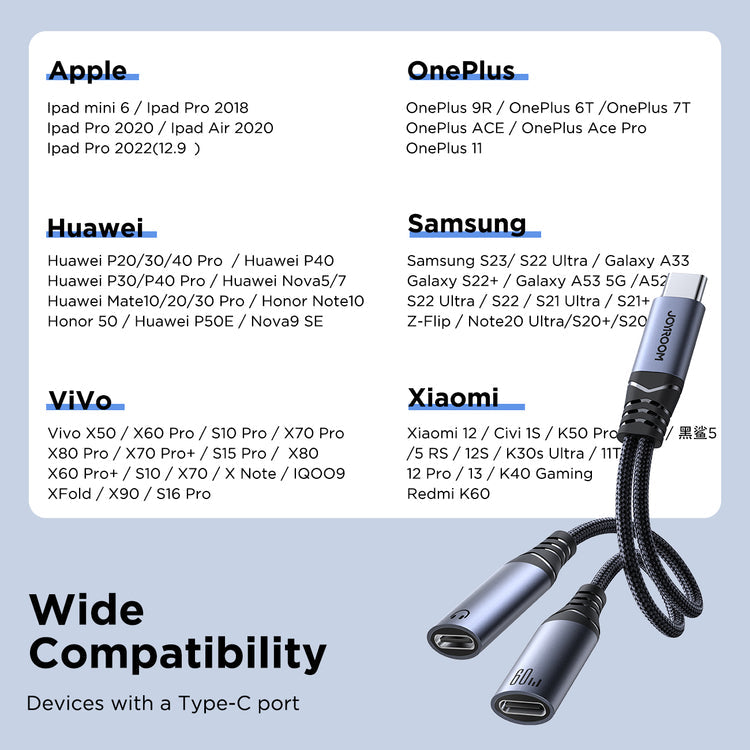 Joyroom Audio-Transfer Series 2-in-1 Audio Adapter SY-C03