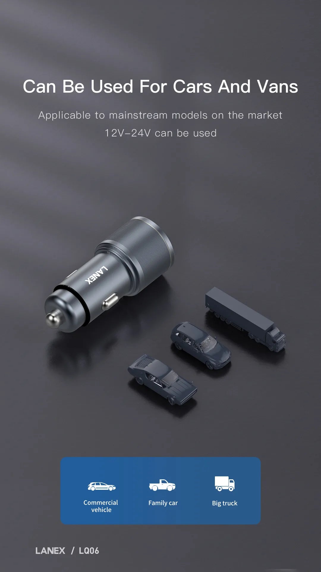 Lanex Car Charger 22.5+36W Fast Charger LQ06