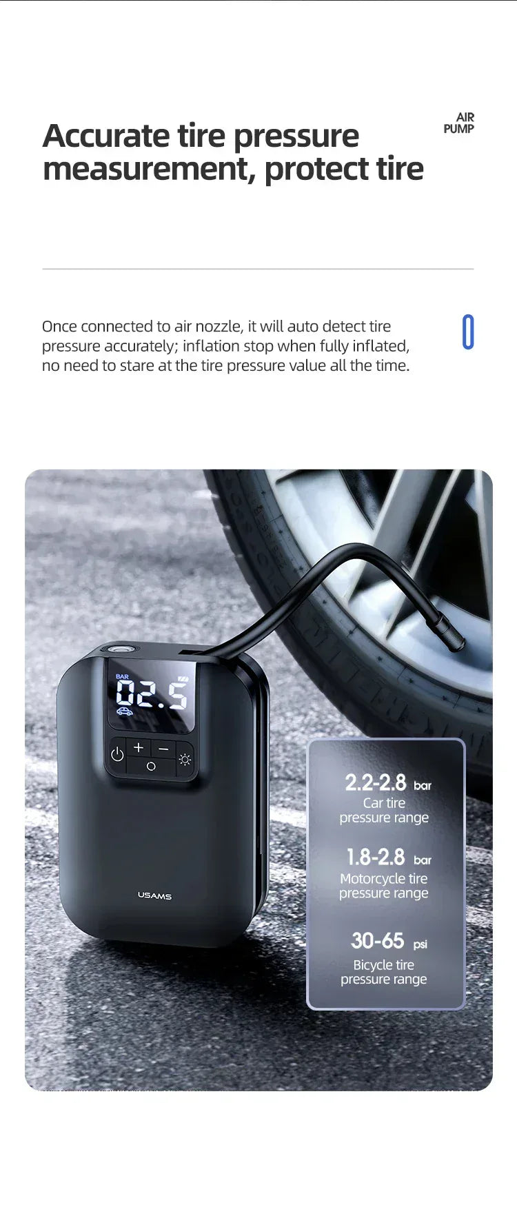 USAMS Mini Car Air Pump 5000Mah US-ZB215 - Three