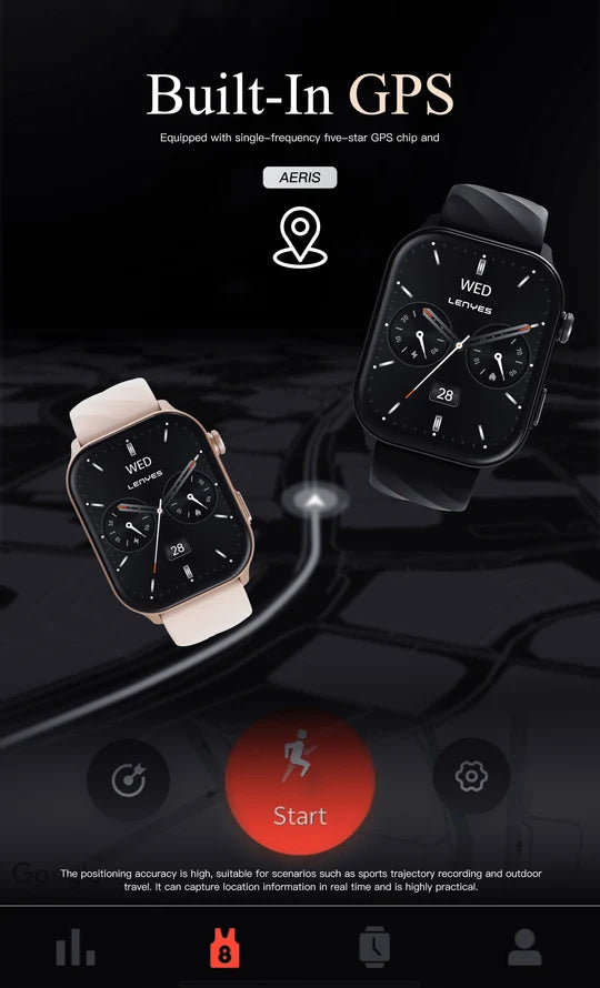 Lenyes 2.01-Inch GPS Bluetooth Calling 1ATM Smart Watch Aeris