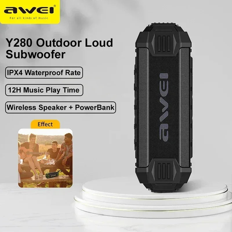 Awei 2 in 1 Wireless Speaker & Power Bank Y280 - Three