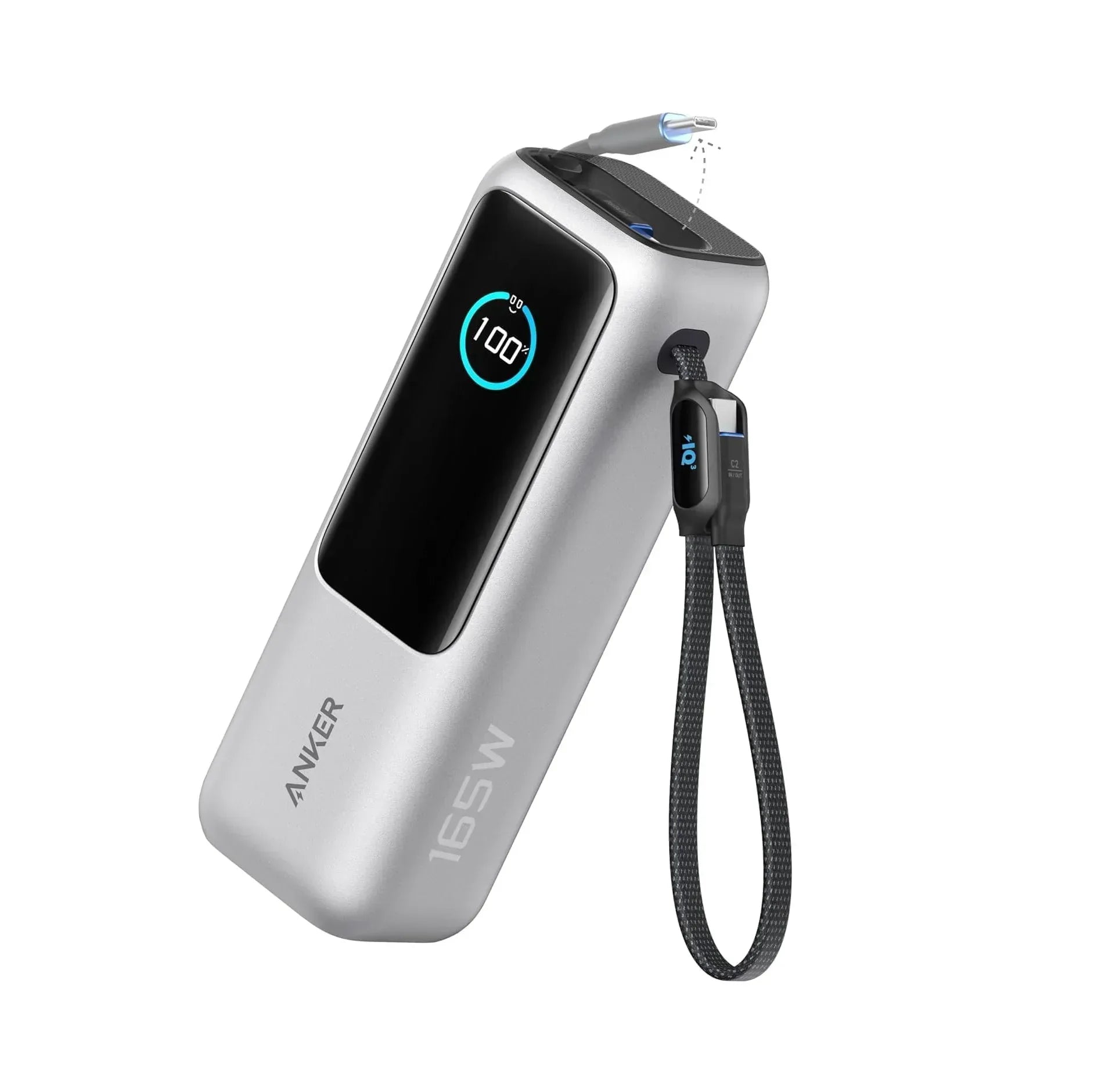 Anker Laptop Power Bank 25K, 165W, Built-In and Retractable Cables - Three