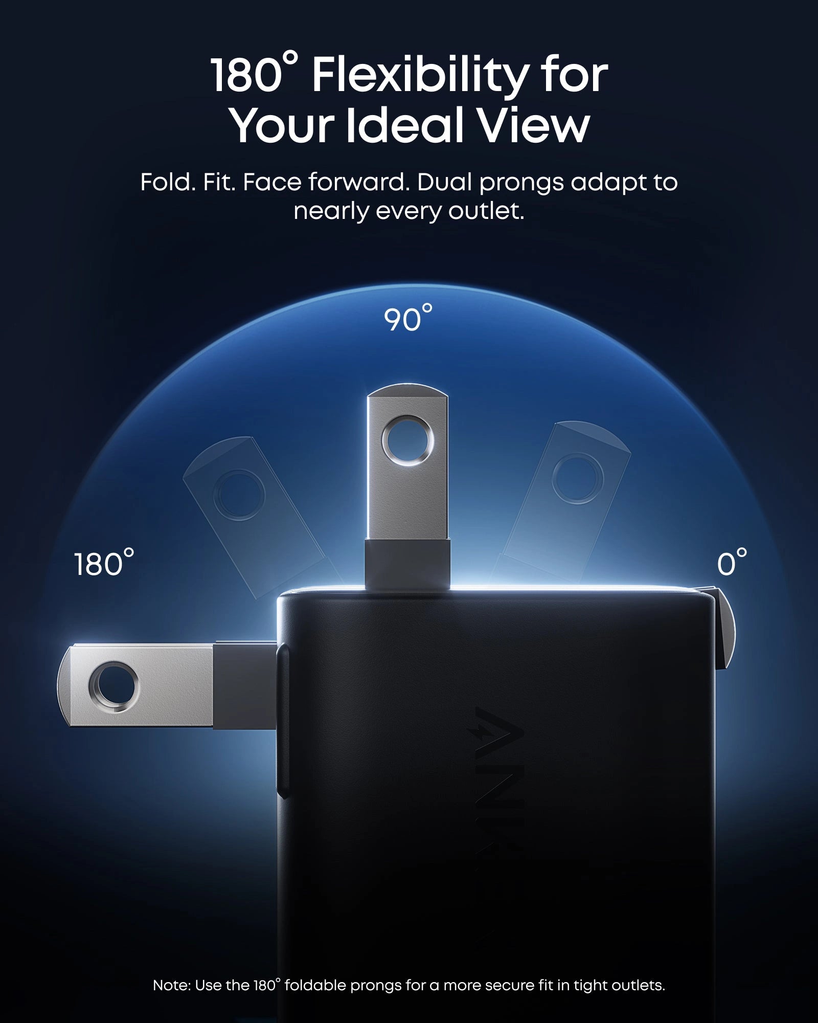 Anker Nano Wall Charger 45W Smart Display 180° Foldable