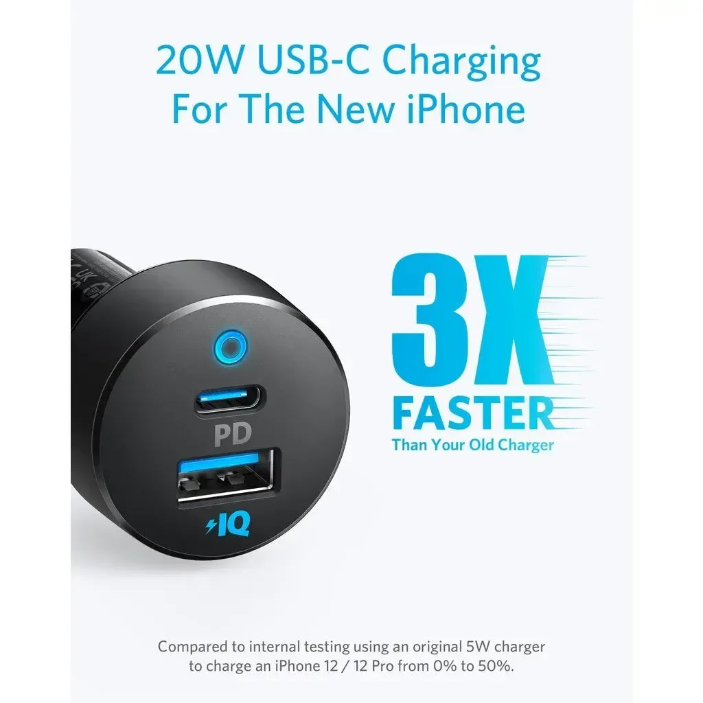 Anker PowerDrive PD+ 2 35W (20W PD+15W) USB C Car Charger A2732 - Three