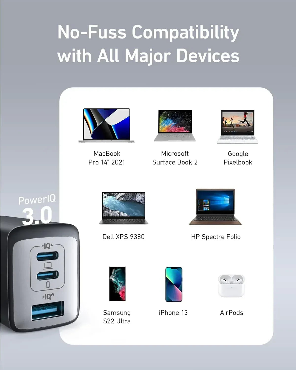 Anker PowerPort III 3-Port 65W Charger A2667 - Three