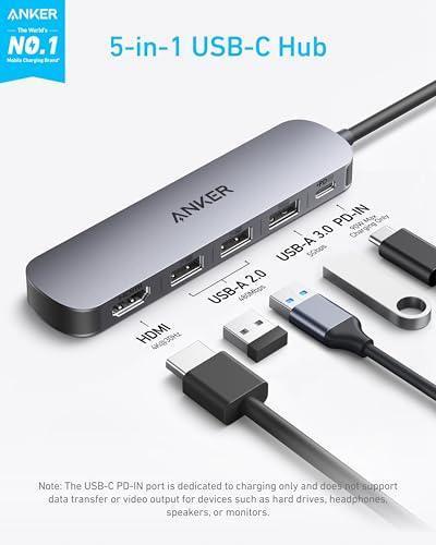 Anker USB-C Hub (5-in-1, 4K HDMI) A83575 - Three
