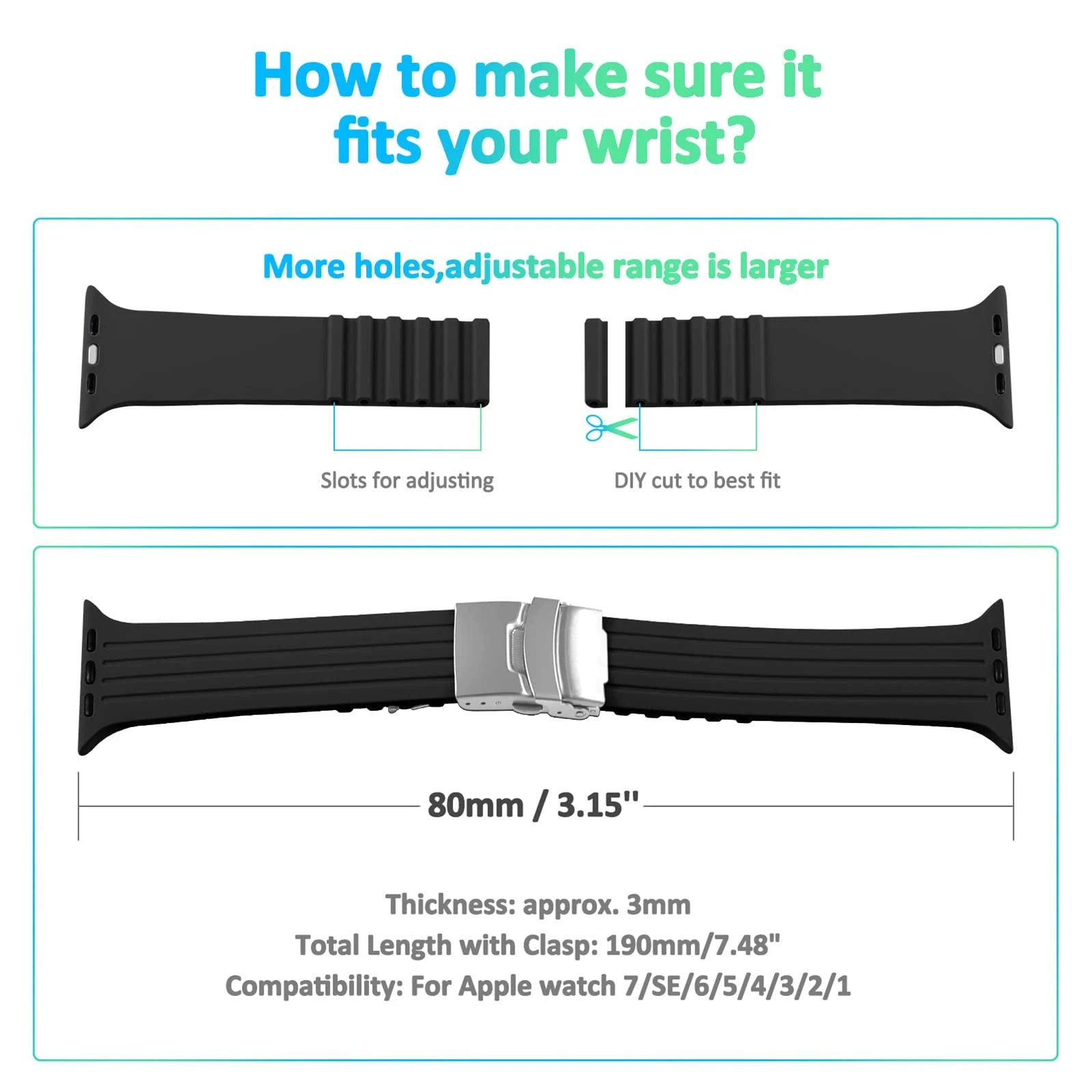 Tissot Compatible Silicone Starp For Apple Watch