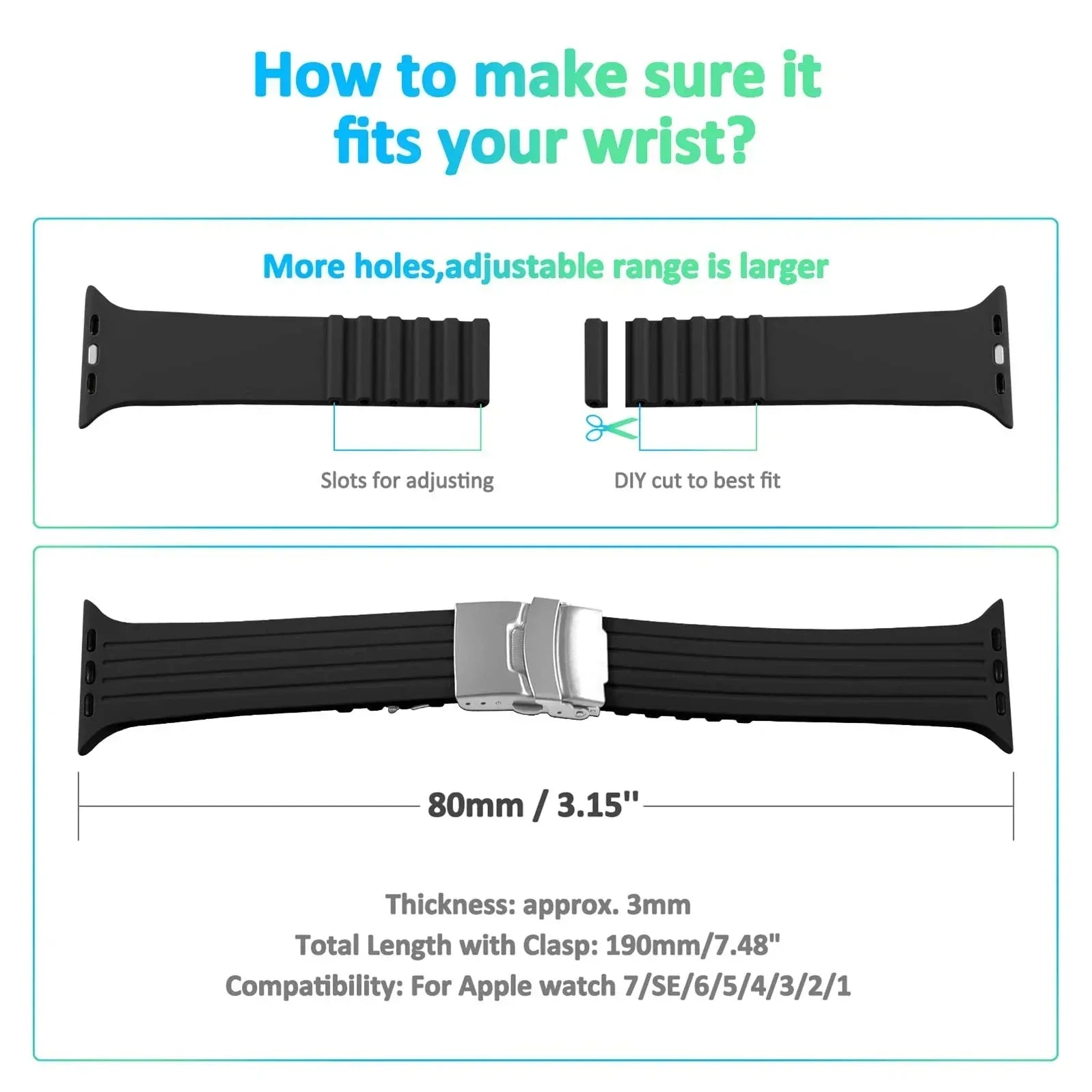 Tissot Compatible Silicone Starp For Apple Watch - Three