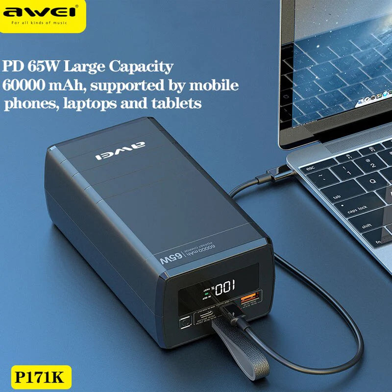 Awei 60000 mAh 65W Power Bank P171K