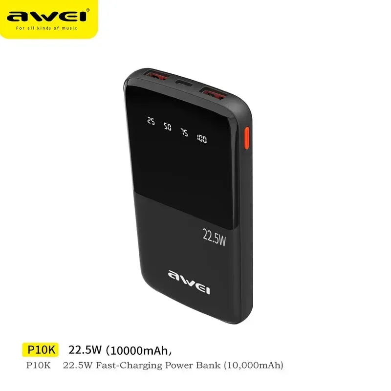 Awei Power Bank 10000mah Fast Charging P10k - Three