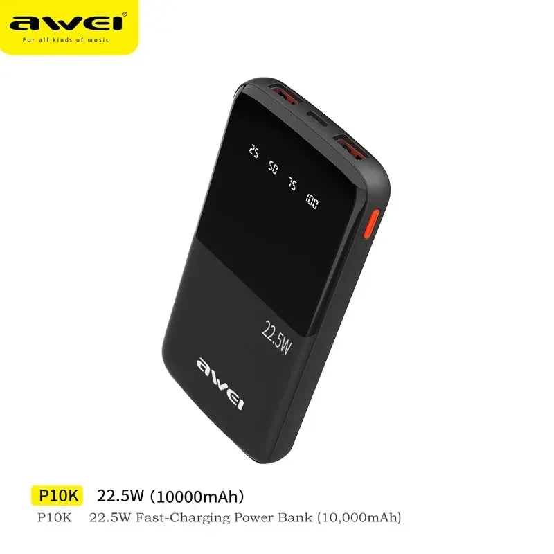 Awei Power Bank 10000mah Fast Charging P10k - Three
