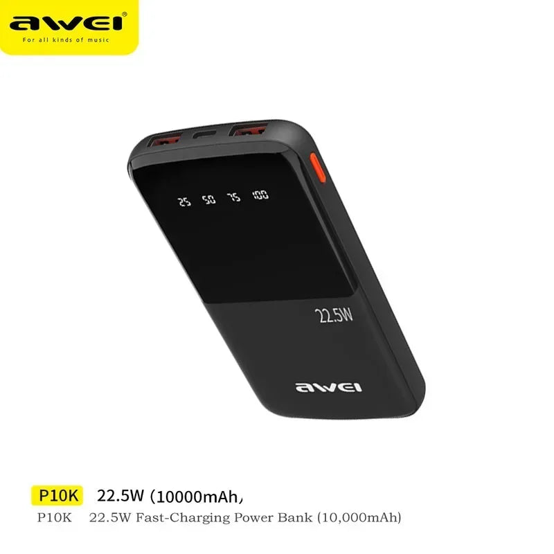Awei Power Bank 10000mah Fast Charging P10k - Three