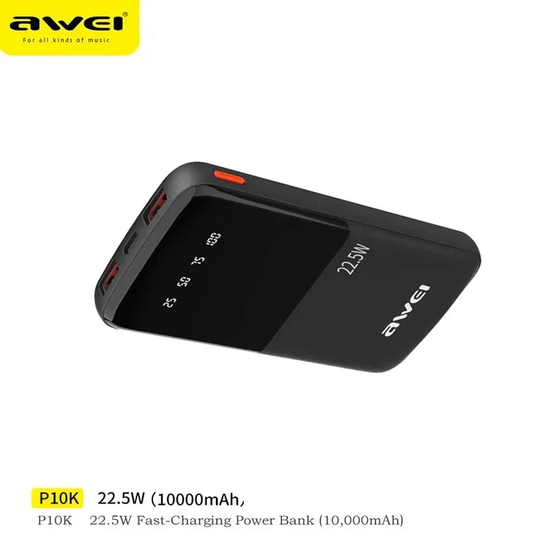 Awei Power Bank 10000mah Fast Charging P10k - Three