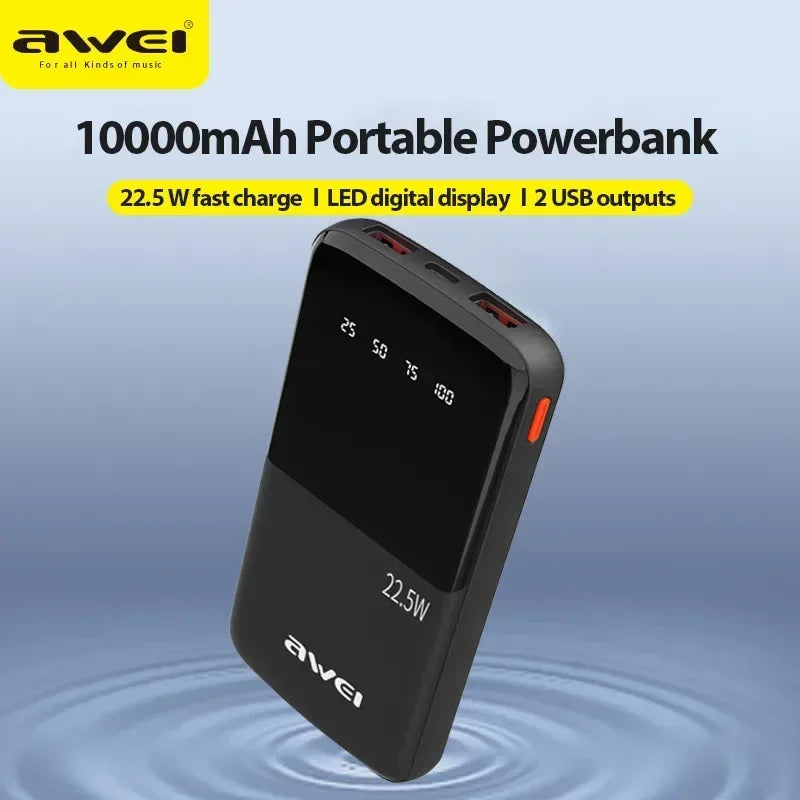 Awei Power Bank 10000mah Fast Charging P10k - Three