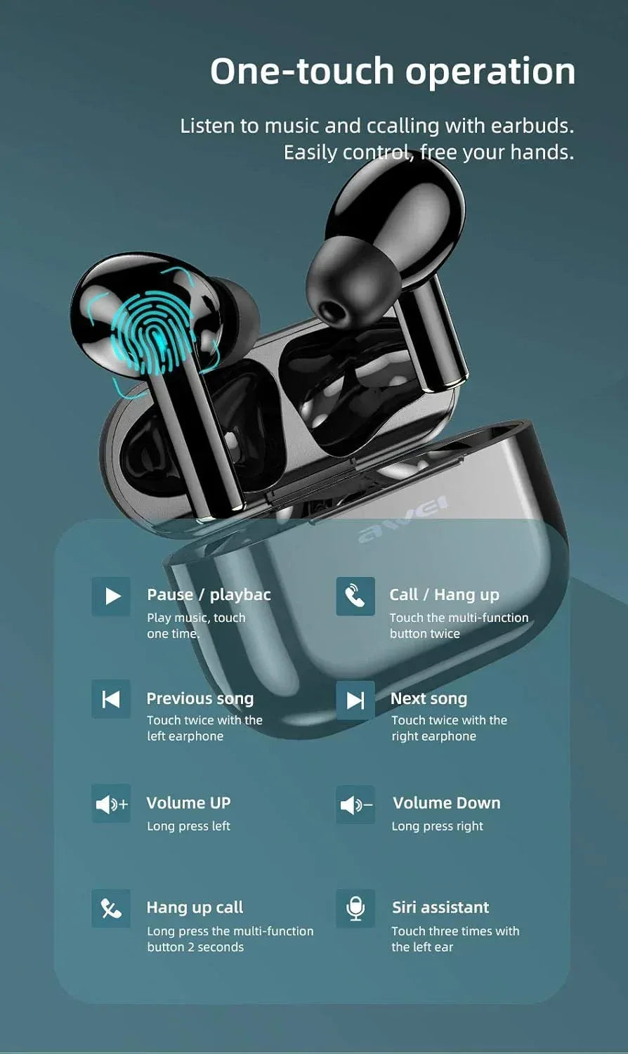 Awei True Wireless Sports Earbuds T29 - Three