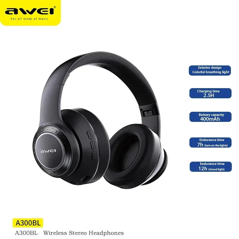 Awei Wireless RGB Over Ear Gaming Headphone A300bl - Three