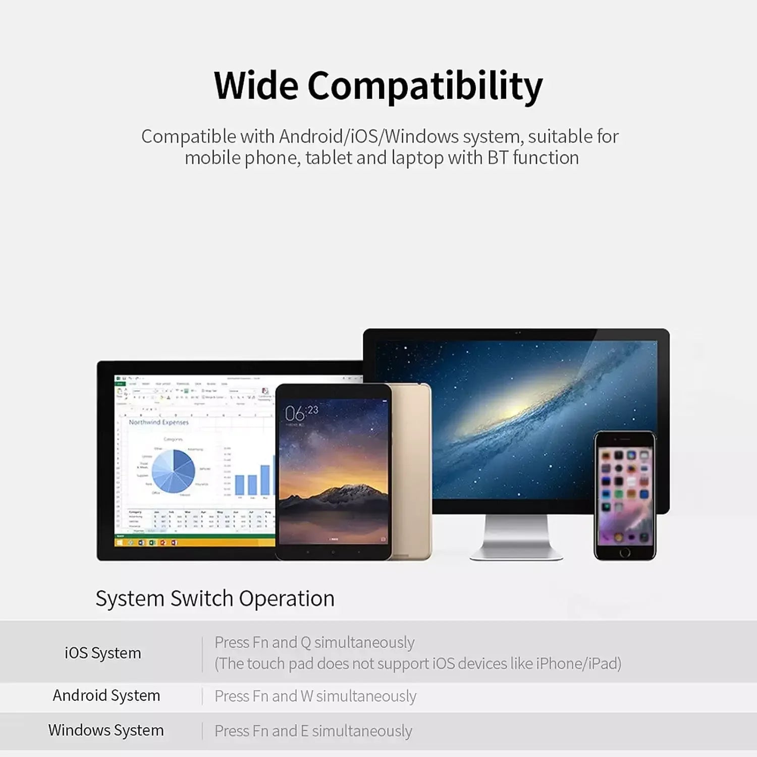 Mini Wireless Keyboard With Touchpad B033 - Three