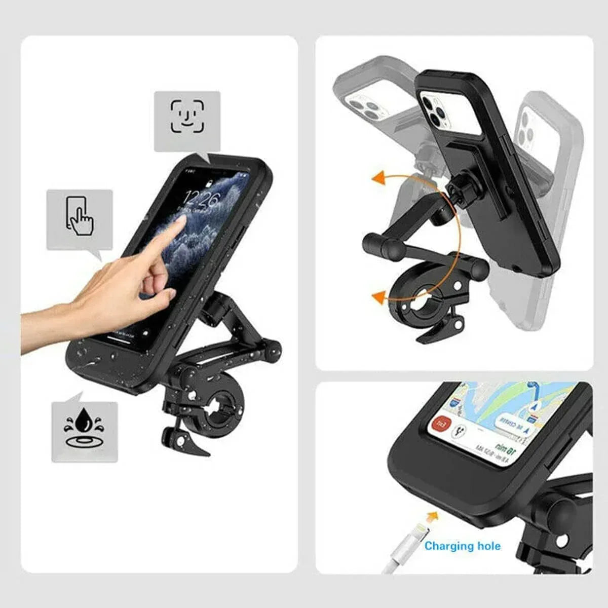 Bike & Motorcycle Magnetic Waterproof Phone Holder with 360° Rotation M3 - Three