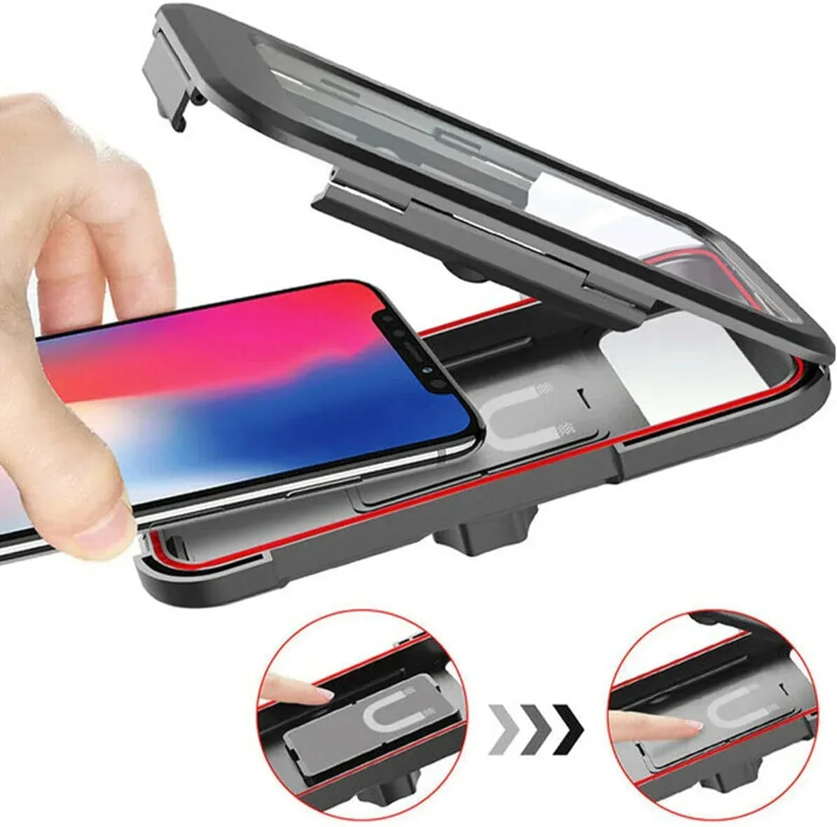 Bike & Motorcycle Magnetic Waterproof Phone Holder with 360° Rotation M3 - Three