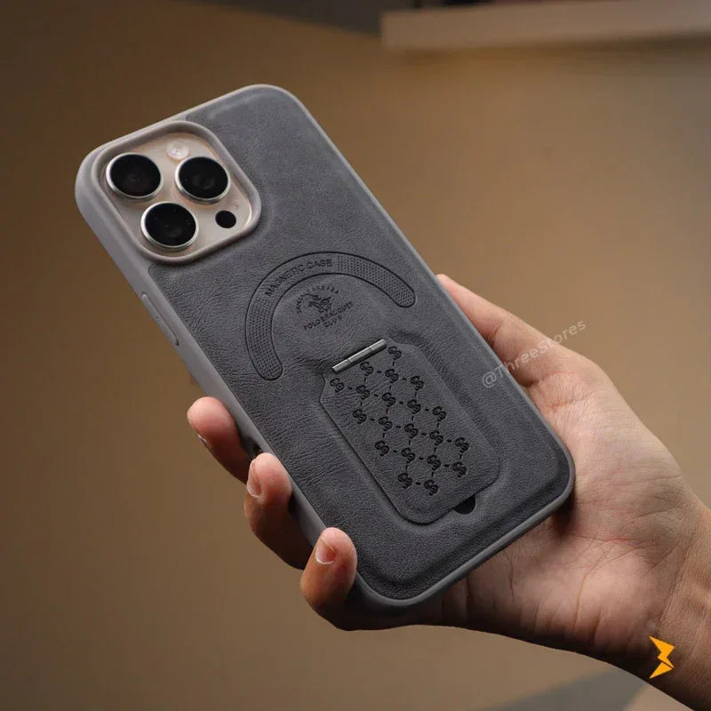 Boston Leather Stand Case iPhone 16 Pro Max - Three