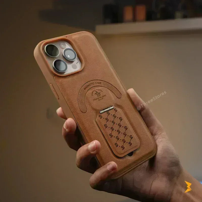 Boston Leather Stand Case iPhone 16 Pro Max - Three