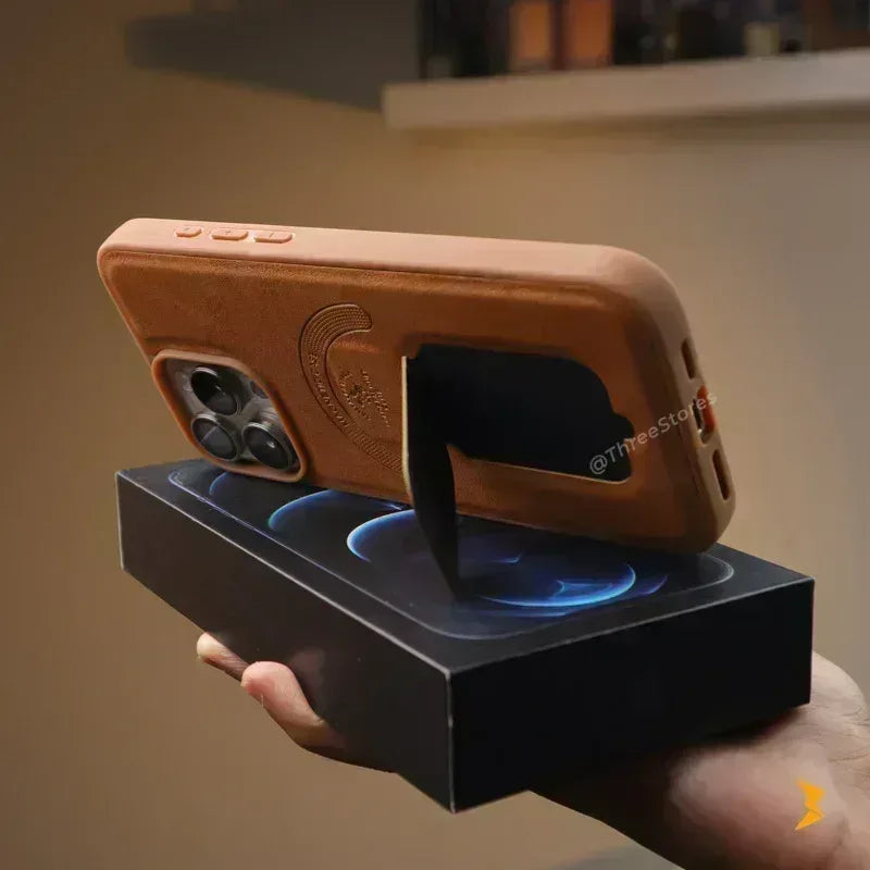 Boston Leather Stand Case iPhone 16 Pro Max - Three