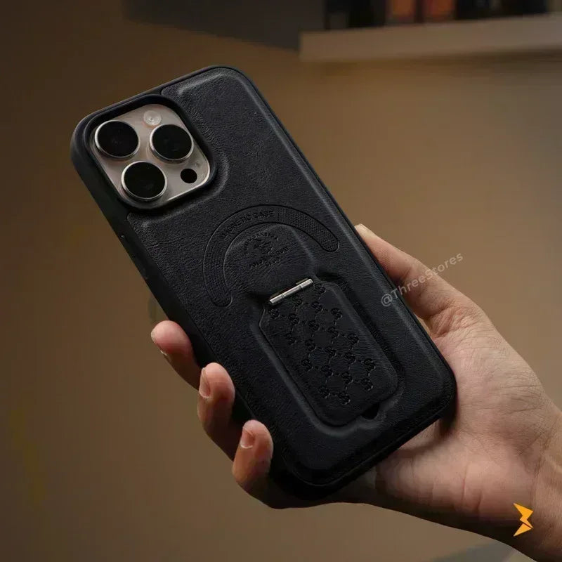 Boston Leather Stand Case iPhone 16 Pro Max - Three