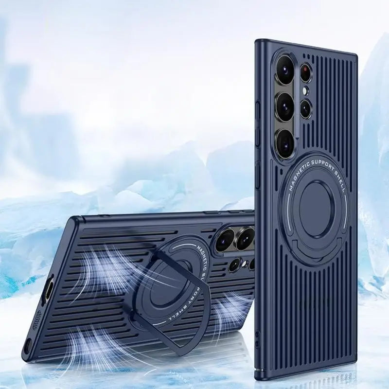 Breathable Magnetic Stand Case Samsung S23 Ultra