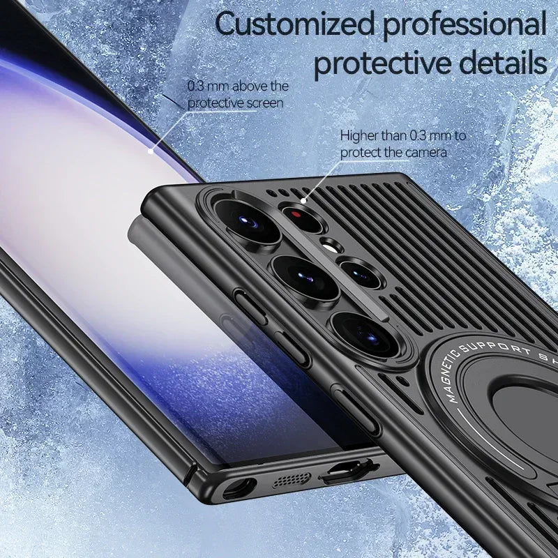 Breathable Magnetic Stand Case Samsung S23 Ultra - Three