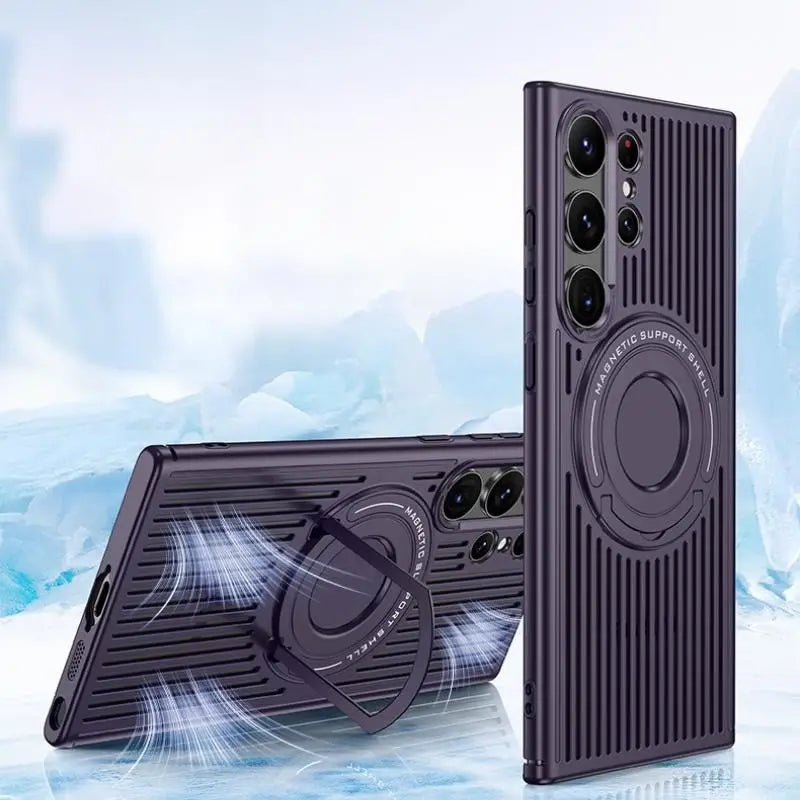 Breathable Magnetic Stand Case Samsung S23 Ultra