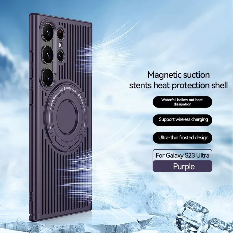 Breathable Magnetic Stand Case Samsung S23 Ultra - Three