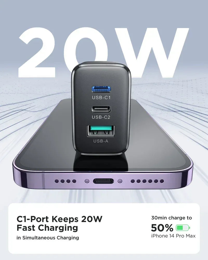 Joyroom 32W 2PD+QC Mini intelligent 3-Port Fast Charger JR-TCF10EU - Three
