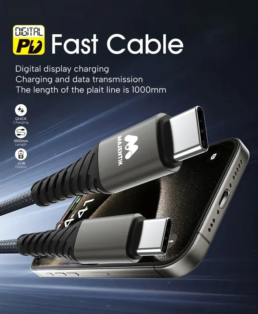 Majentik Fast Charging Cable 100W Type-C To Type-C - Three