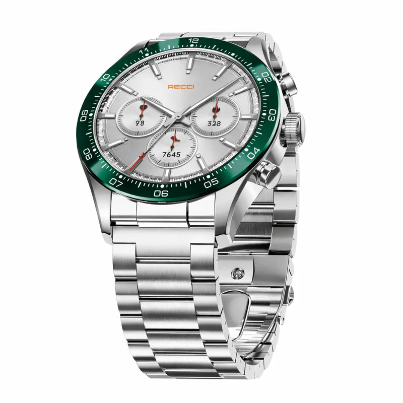 Recci Smartwatch – 1.32” AMOLED, Stainless Steel, Round Display RA43