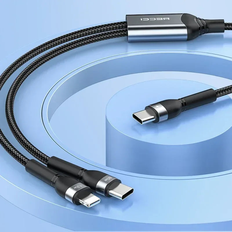 Recci Skyline PD 65W 2-in-1 Type-C & Lighting Cable RTC-T16 - Three