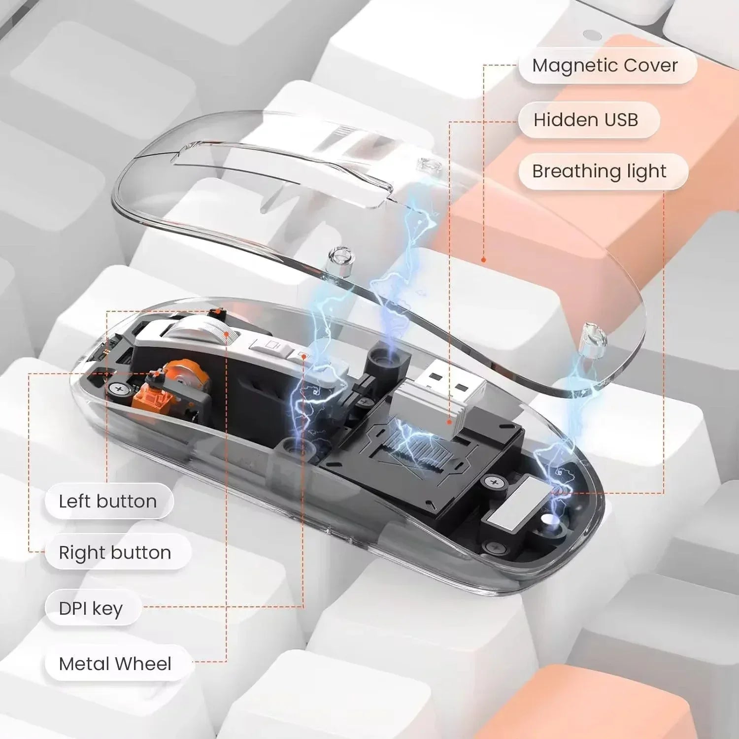 Crystal Transparent Wireless Mouse M233 - Three
