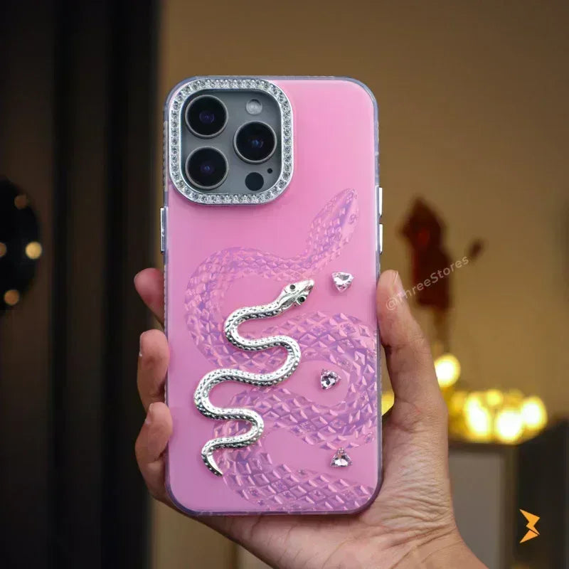 Diamond Heart Snake Case iPhone 16 Pro Max - Three