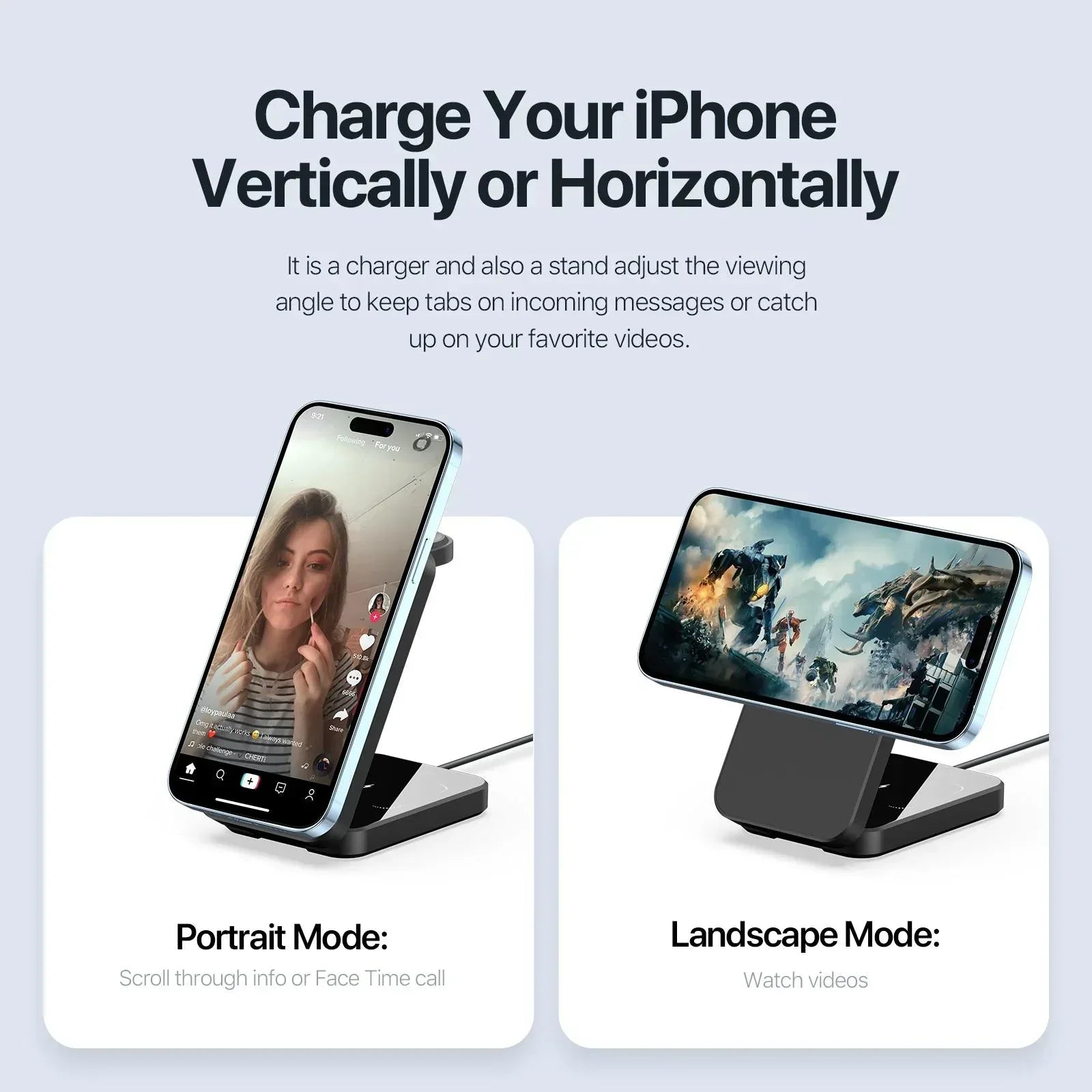 Duzzona 3 in 1 Foldable Wireless Charger Stand W17 - Three