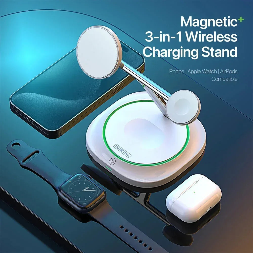 Duzzona 3 in 1 Magnetic Wireless Charger Stand W16 - Three
