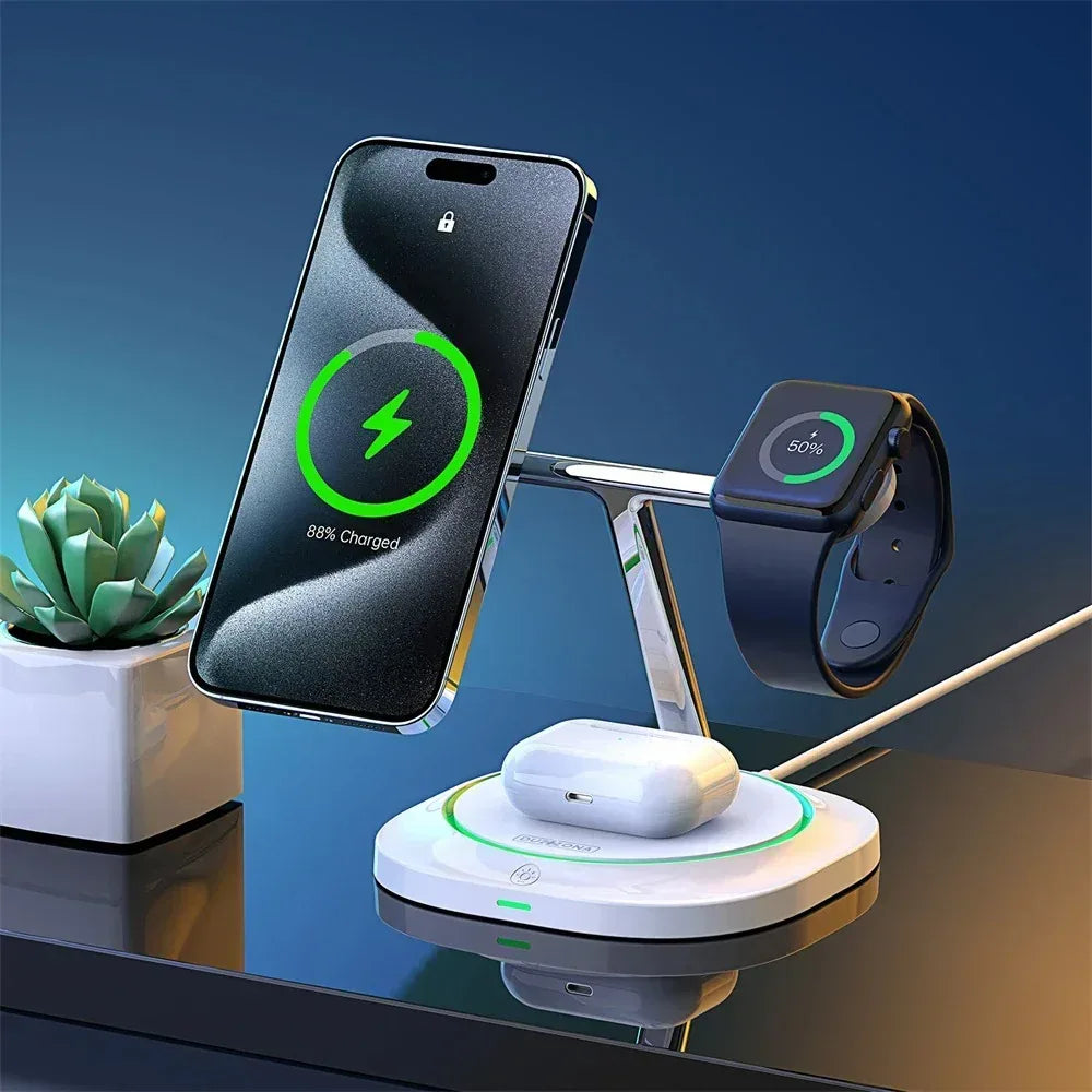 Duzzona 3 in 1 Magnetic Wireless Charger Stand W16 - Three