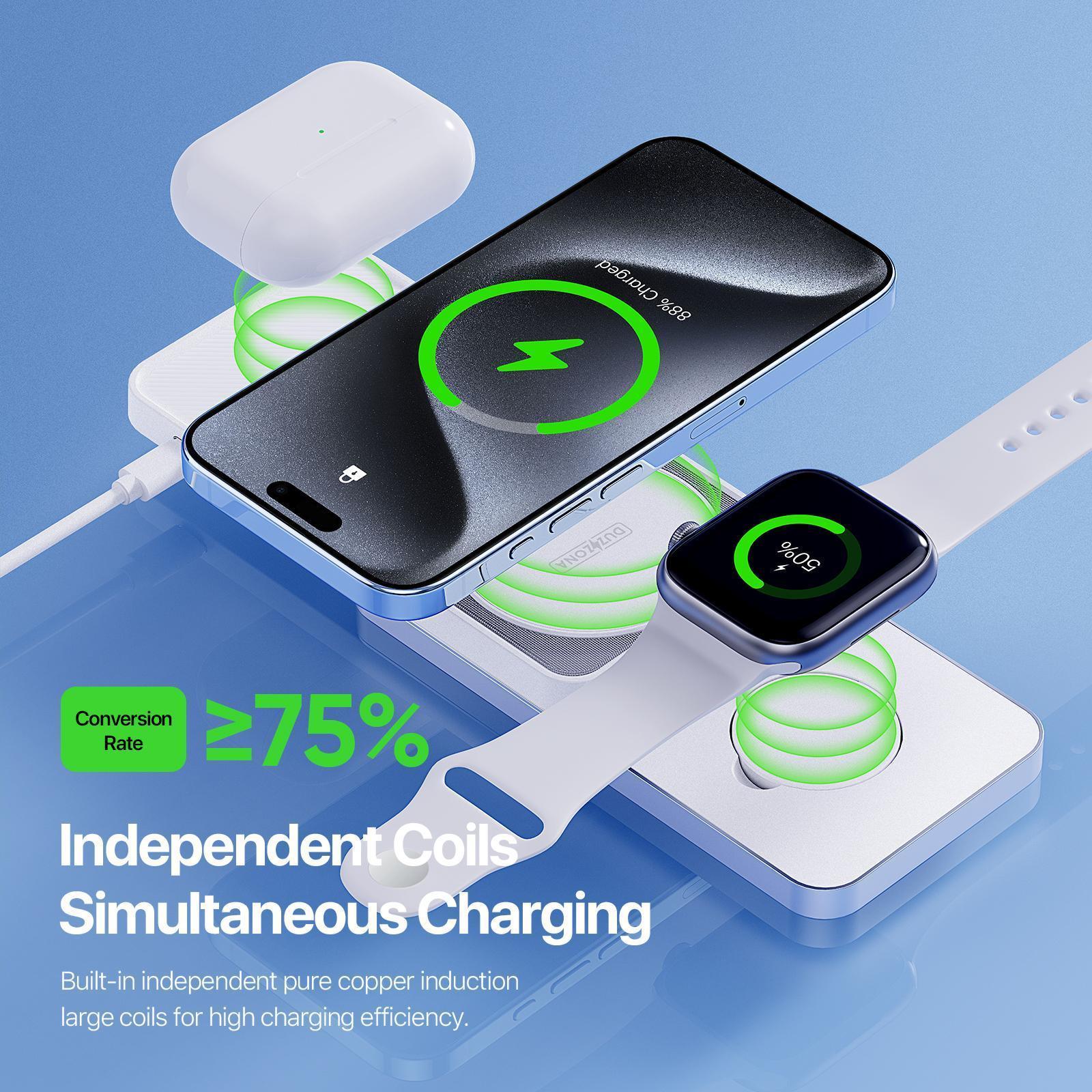 Duzzona 3 in 1 Slide Wireless Charger Stand W19 - Three