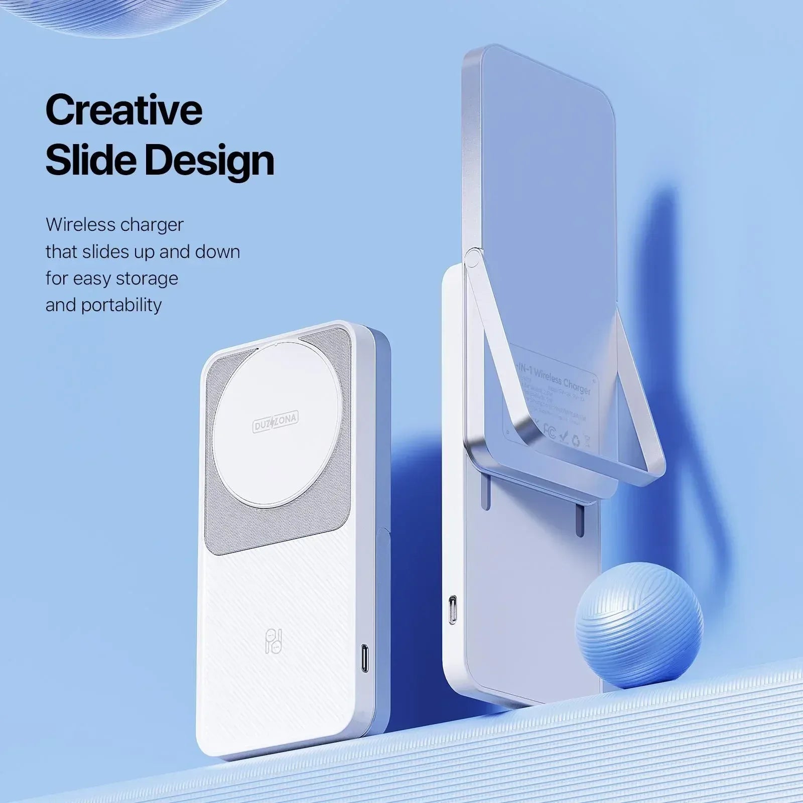 Duzzona 3 in 1 Slide Wireless Charger Stand W19 - Three