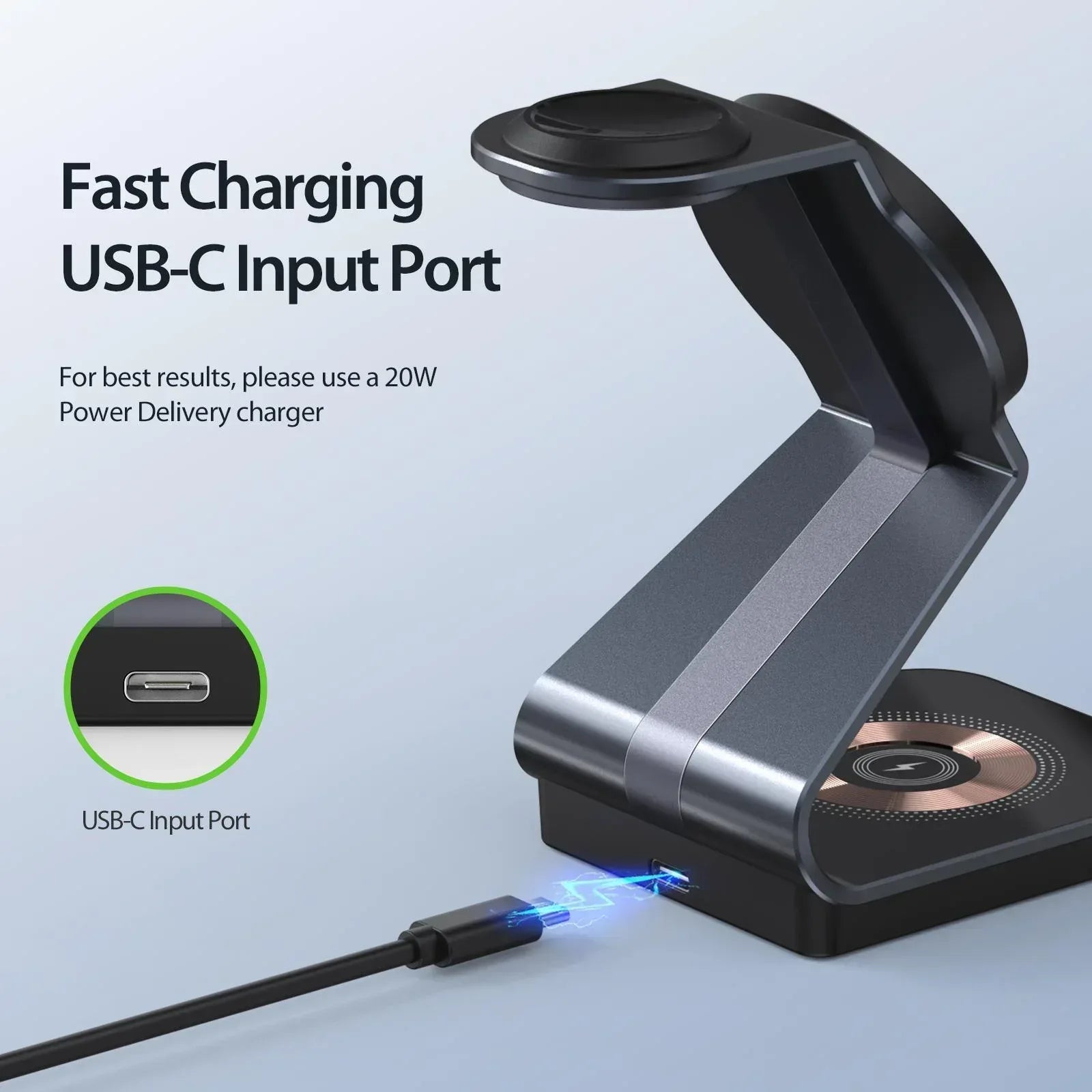 Duzzona 3 in 1 Transparent Wireless Charger Stand W15 - Three