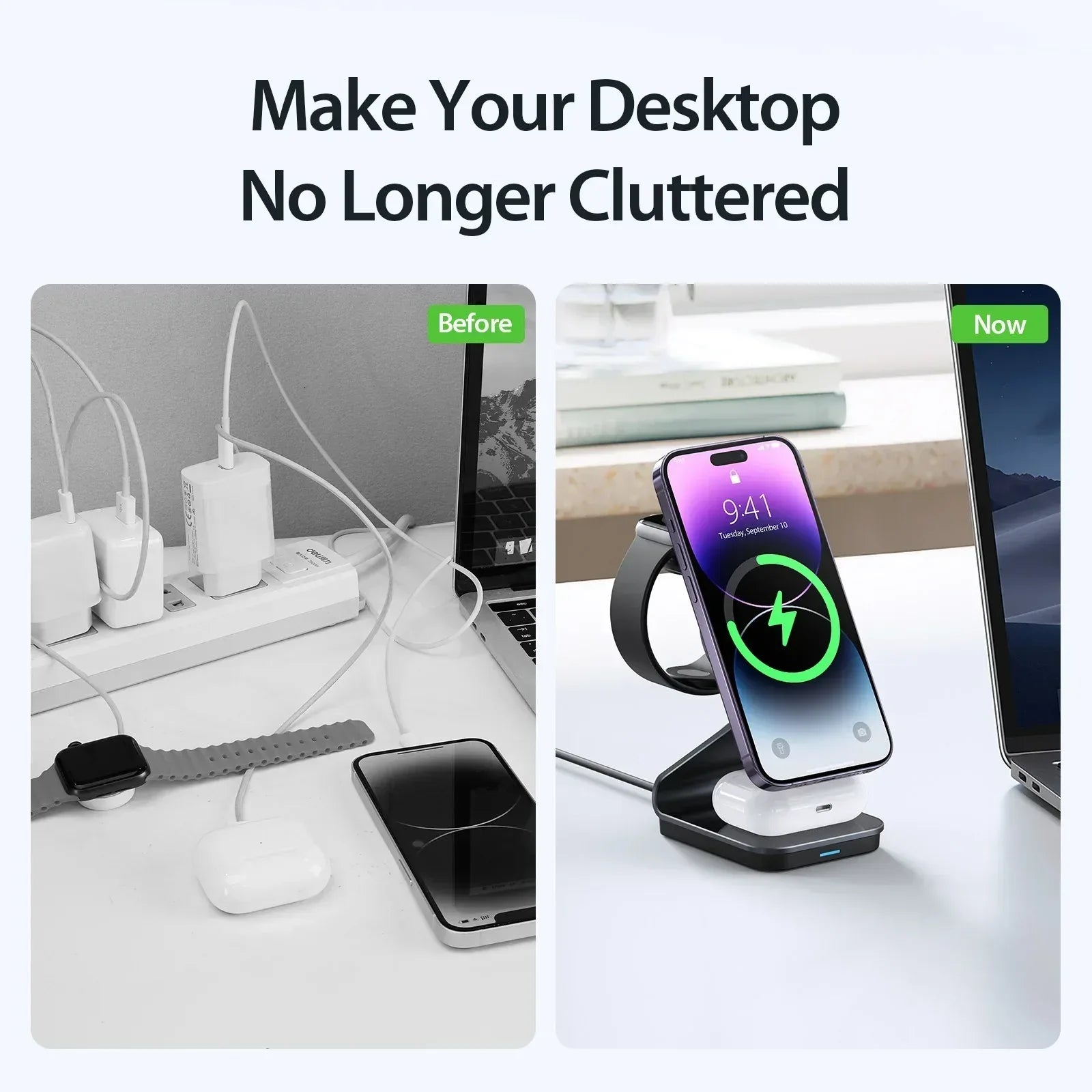 Duzzona 3 in 1 Transparent Wireless Charger Stand W15 - Three