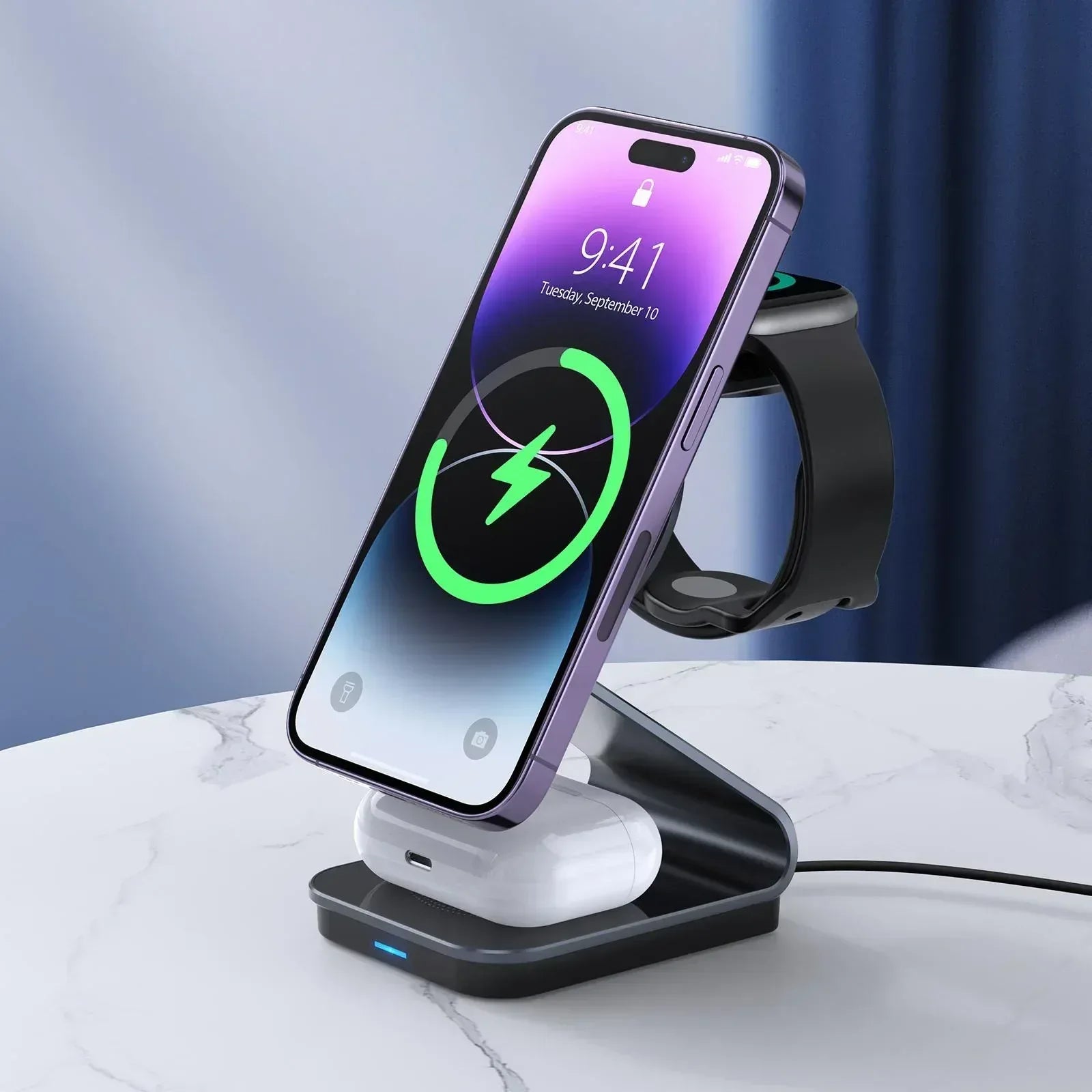 Duzzona 3 in 1 Transparent Wireless Charger Stand W15 - Three