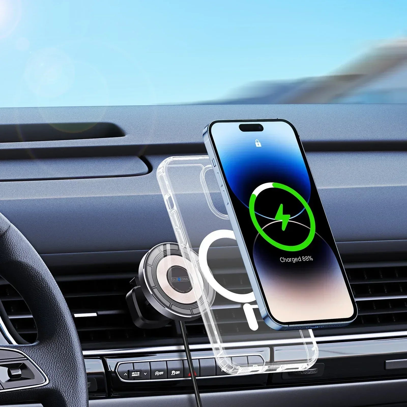 Duzzona Transparent Magnetic Wireless Car Charger V2 - Three