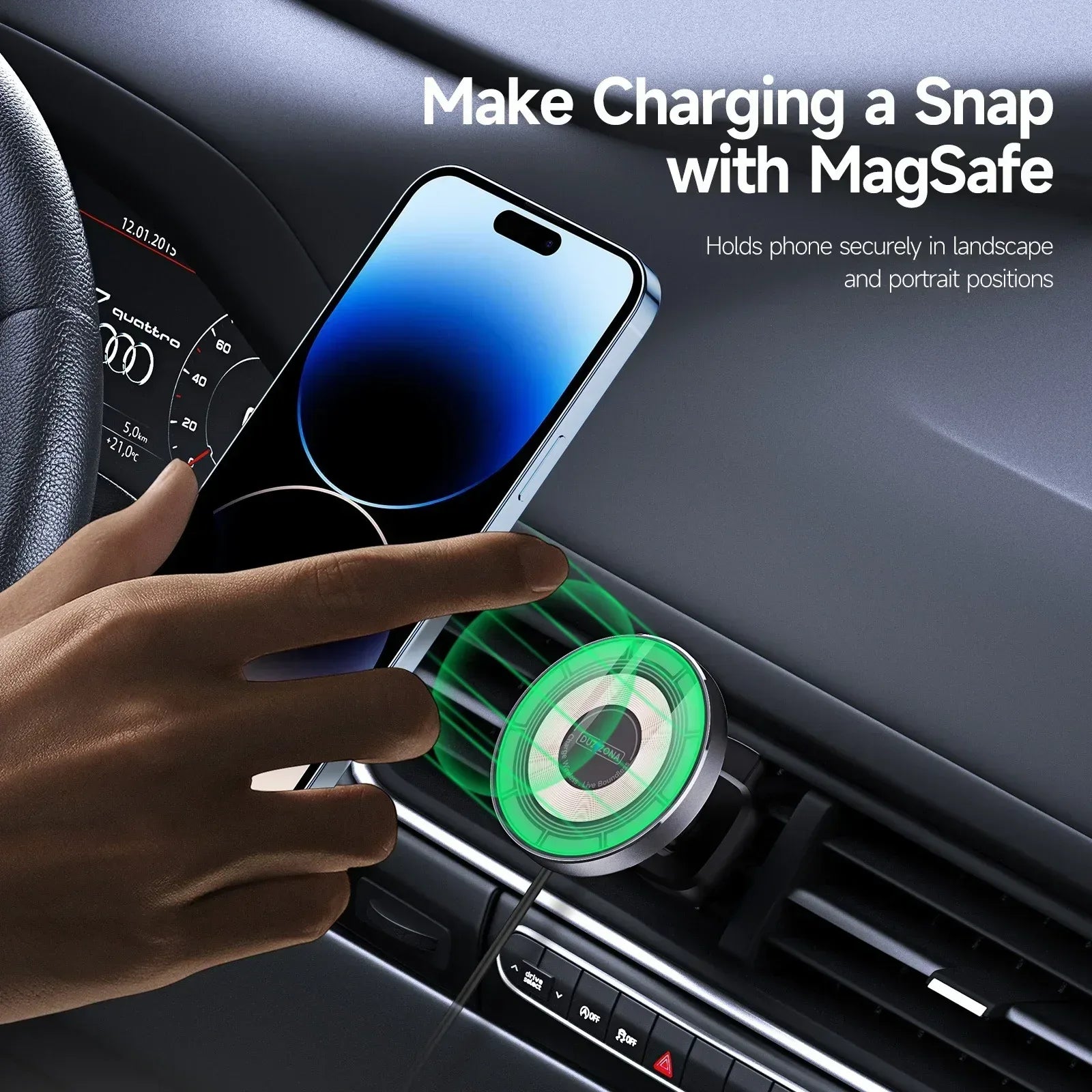 Duzzona Transparent Magnetic Wireless Car Charger V2 - Three