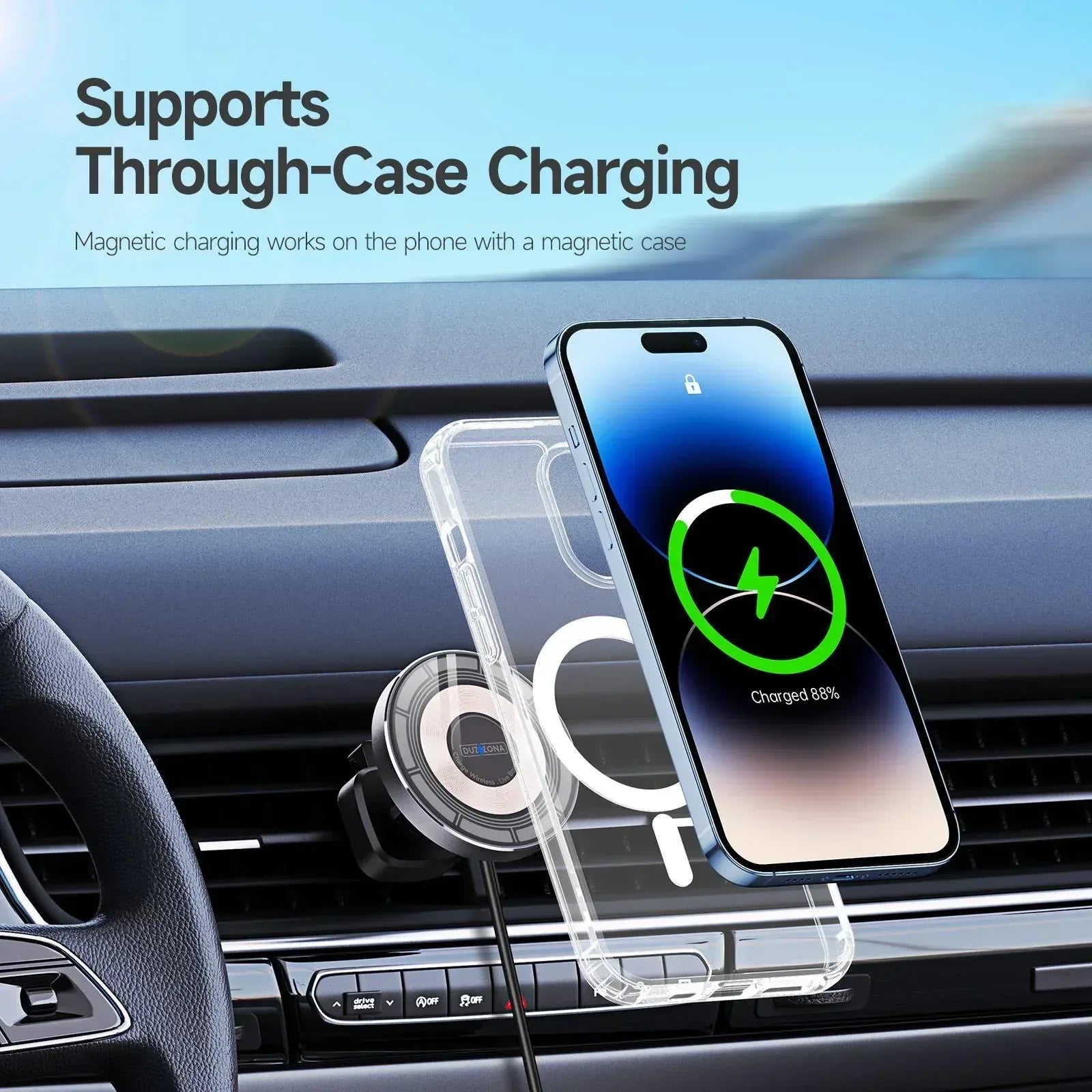 Duzzona Transparent Magnetic Wireless Car Charger V2 - Three
