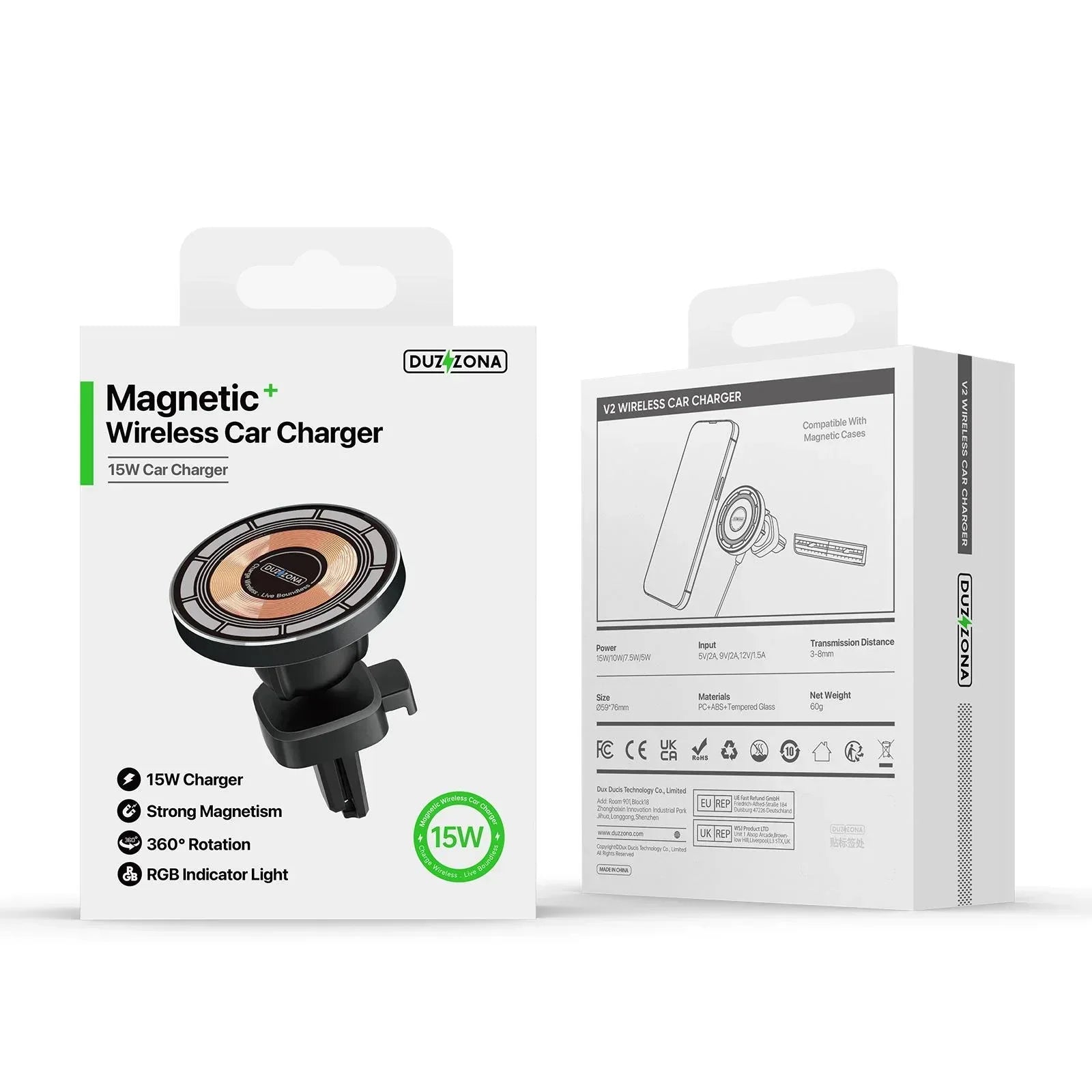 Duzzona Transparent Magnetic Wireless Car Charger V2 - Three